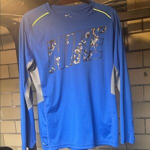 Nike Camo Logo Blue Long Sleeve Shirt